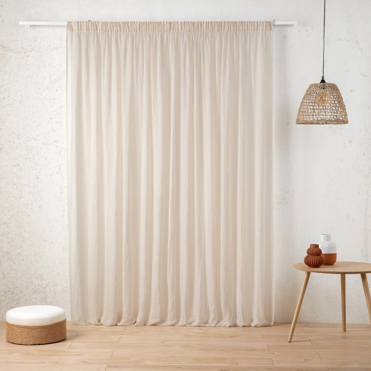 Voilage tamisant en gaze poly-lin à galon fronceur