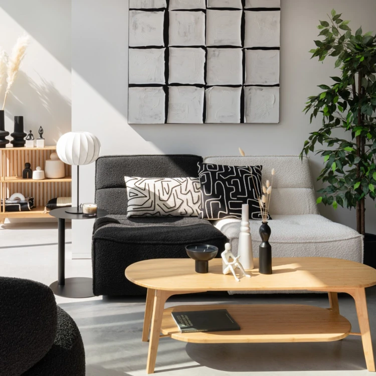 Fauteuil pivotant carré en tissu bouclette