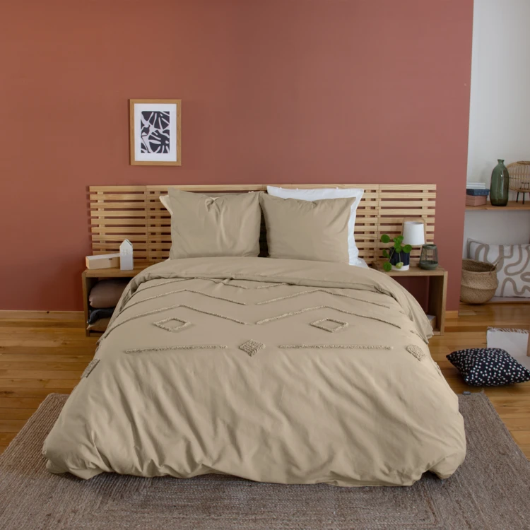 Bettwäsche-Set aus gewaschener Baumwolle mit geometrischem Tufting-Muster