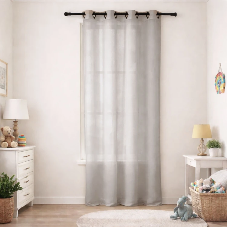 Voilage en Etamine Légère Unie à Oeillets Carrés