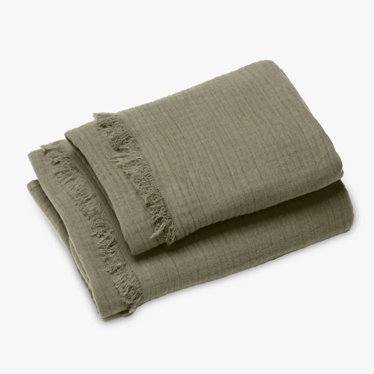 Set de 2 serviettes de douches en gaze de coton