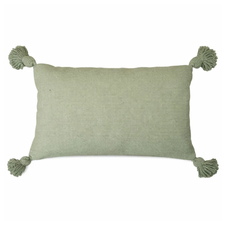 Copricuscino in lana con nappe