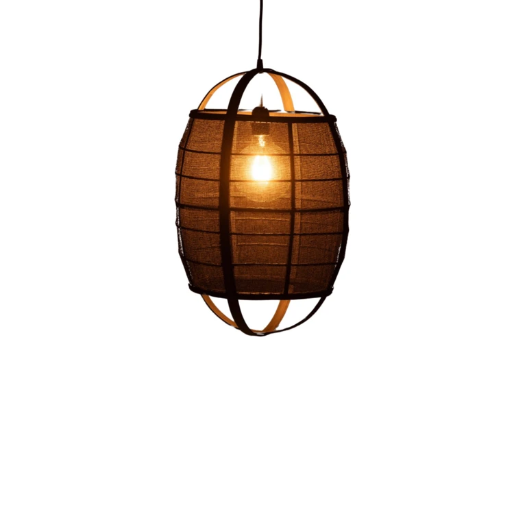 Suspension luminaire en lin et bambou