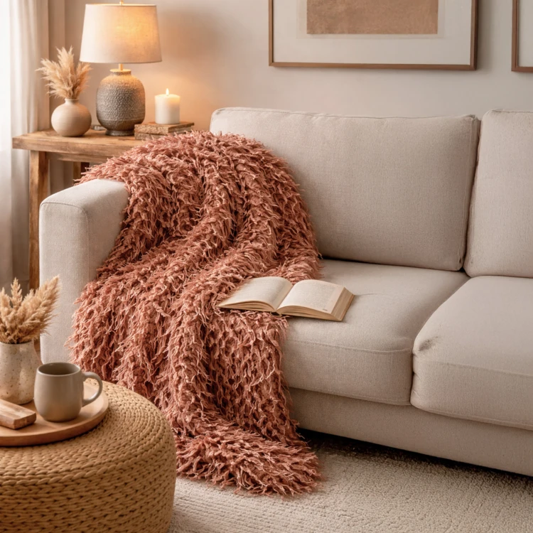 Plaid à poils longs