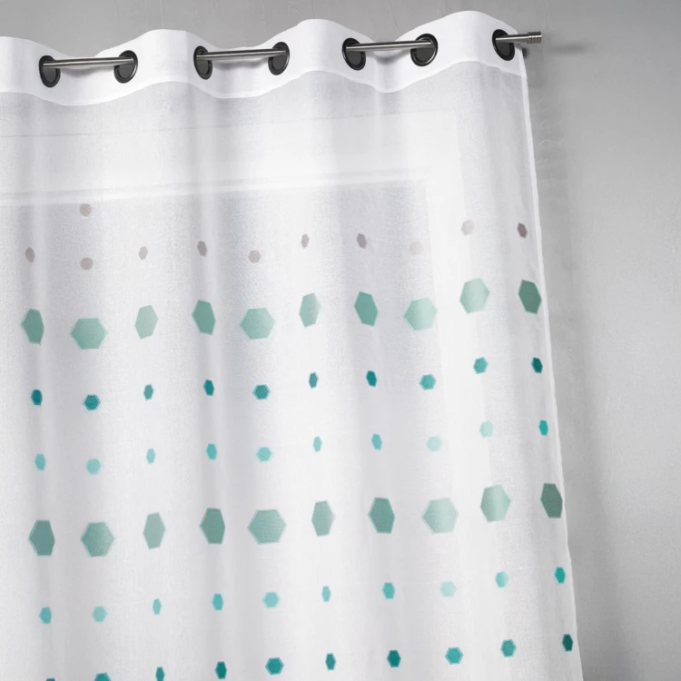 Visillo en jacquard con estampado hexagonal