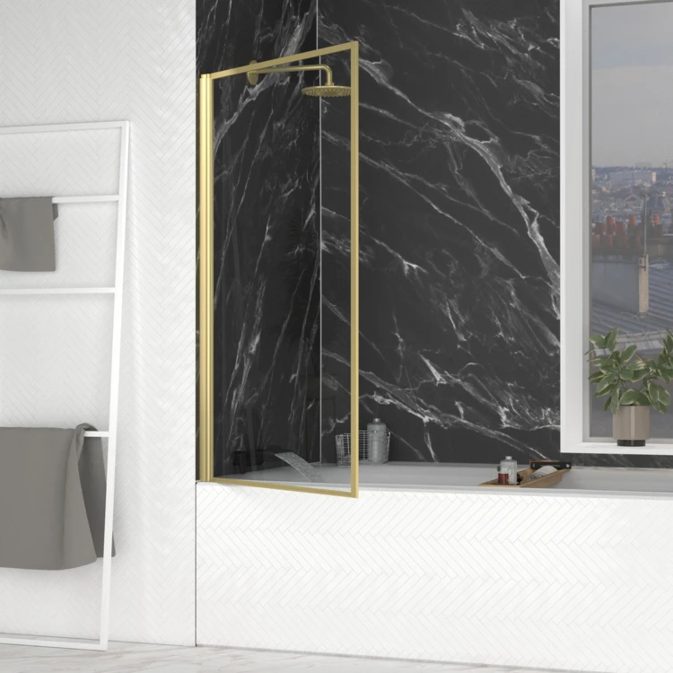 Pare-baignoire rabattable en verre trempé encadrement aluminium