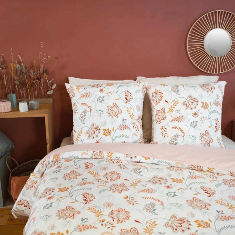 Juego de cama de 3 piezas con flores reversibles