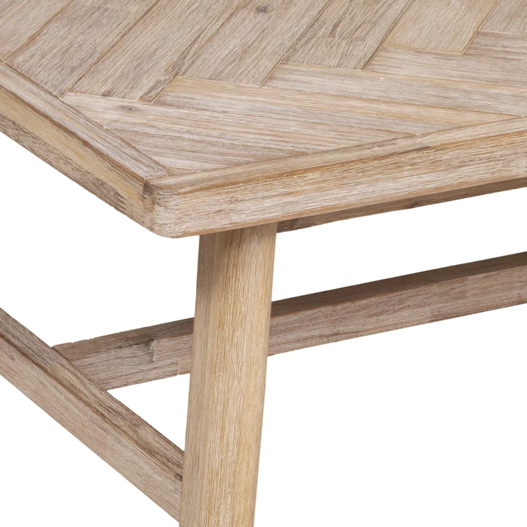 Mesa de centro de acacia con tablero en espiga