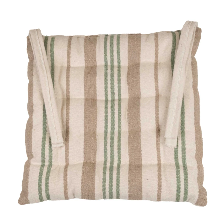 Coprisedia trapuntato a righe in tessuto canvas