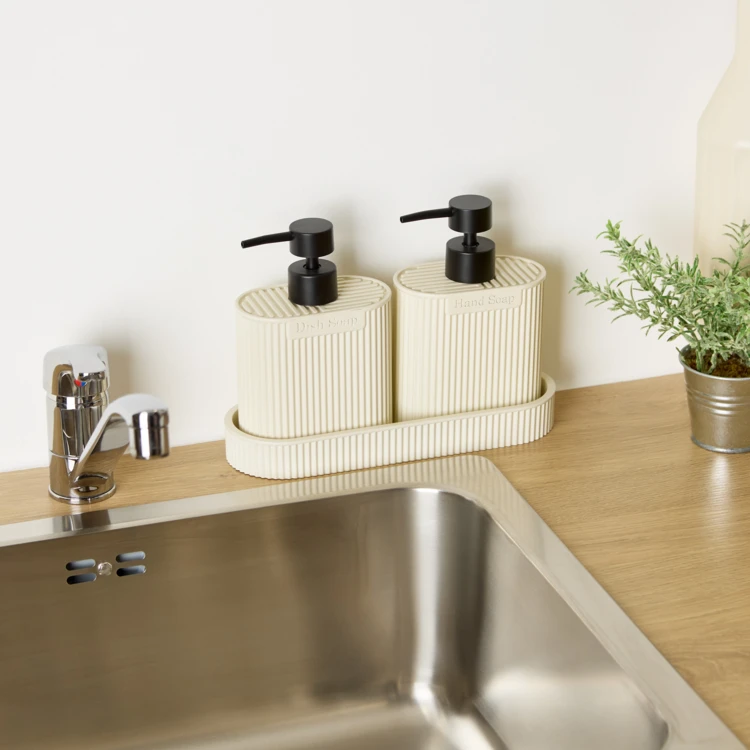 Lot de 2 distributeurs de savon avec plateau