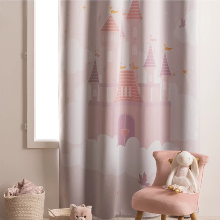 Blickdichter Vorhang mit Schlossmotiv für Kinder