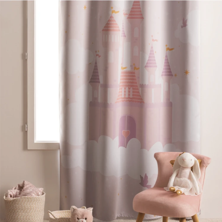 Rideau occultant motif château pour enfant