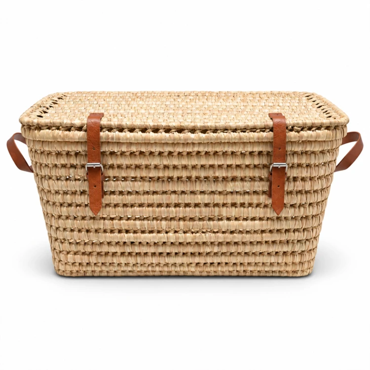 Malle de rangement fermeture cuir
