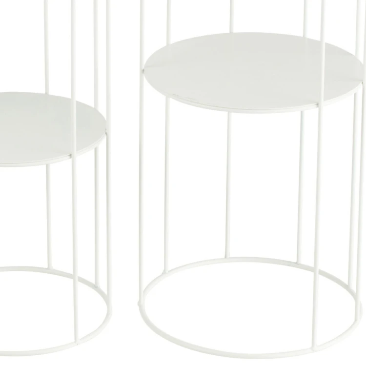 Porte plante en métal lot de 3 petites tables d'appoint à double étagère