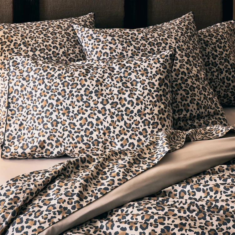 Parure de draps 3 pièces percale de coton léopard draps + traversin