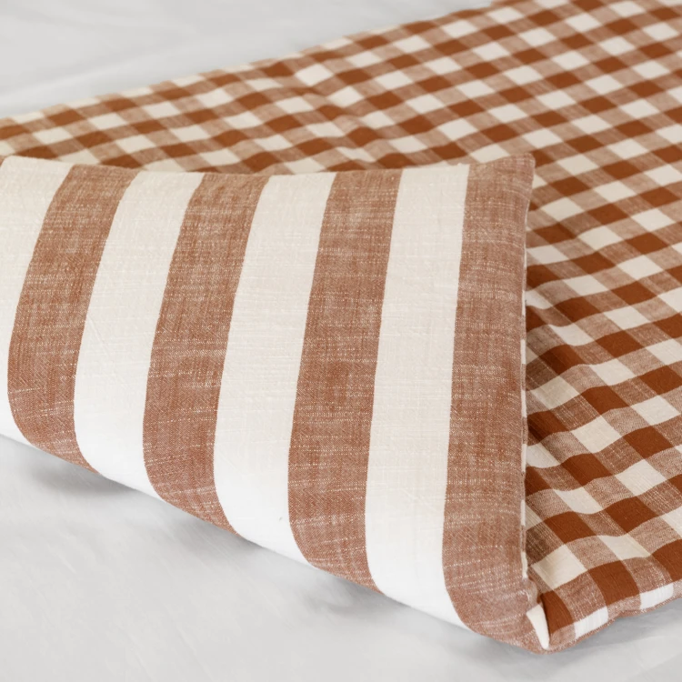 Édredon réversible coton flammé motifs rayures et carreaux LOURMARIN