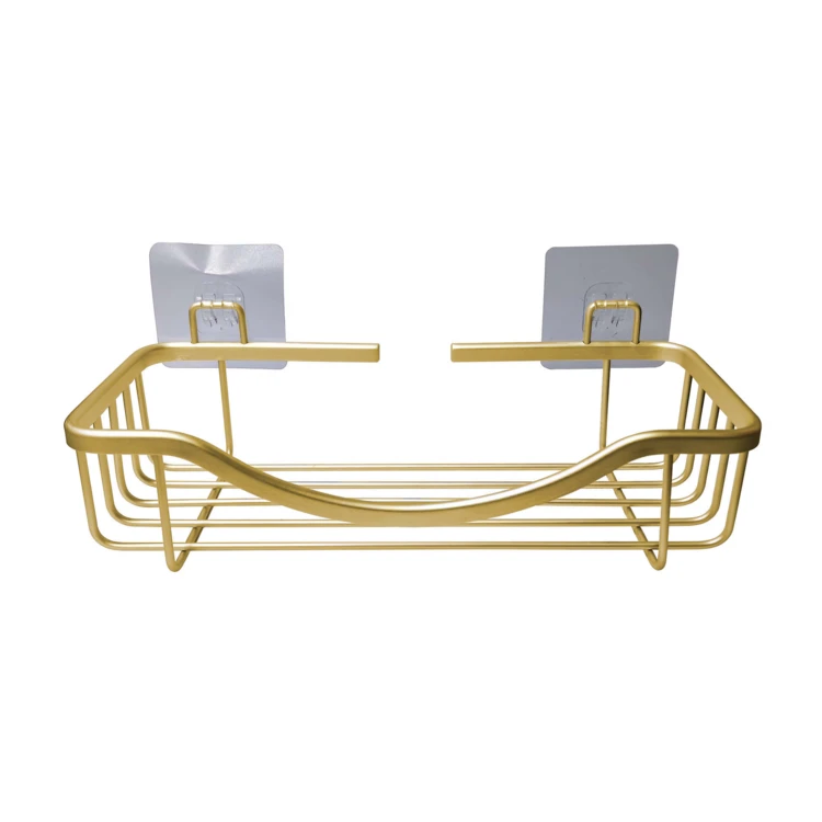 Panier de douche adhésif en aluminium filaire sans perçage