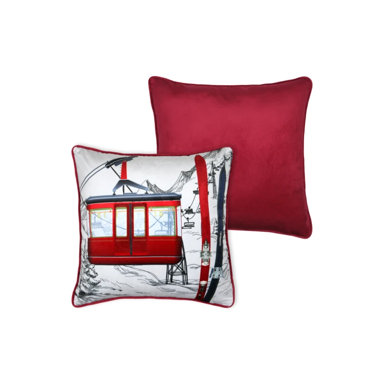 Coussin décoratif carré à motif téléphérique