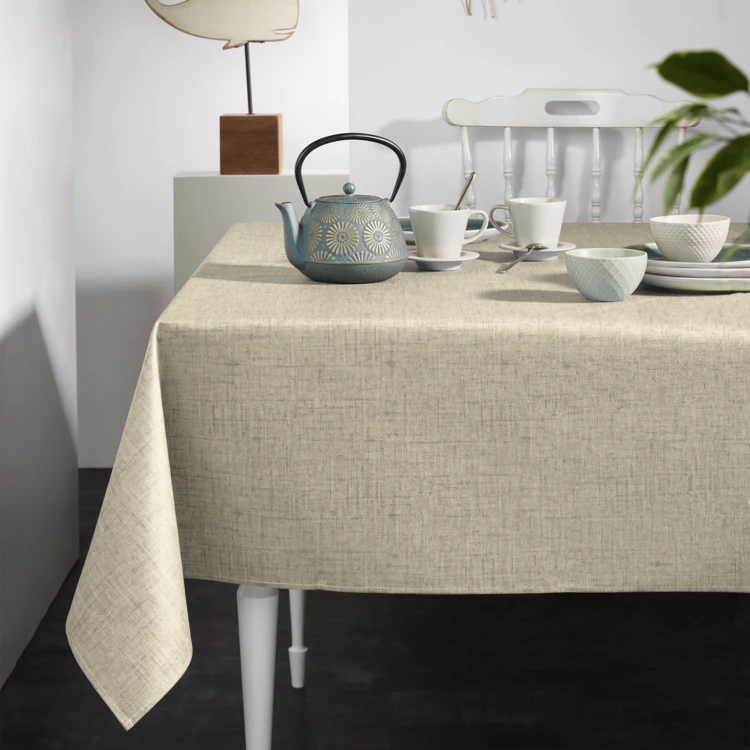 Nappe rectangulaire en polycoton enduit anti-tache unie