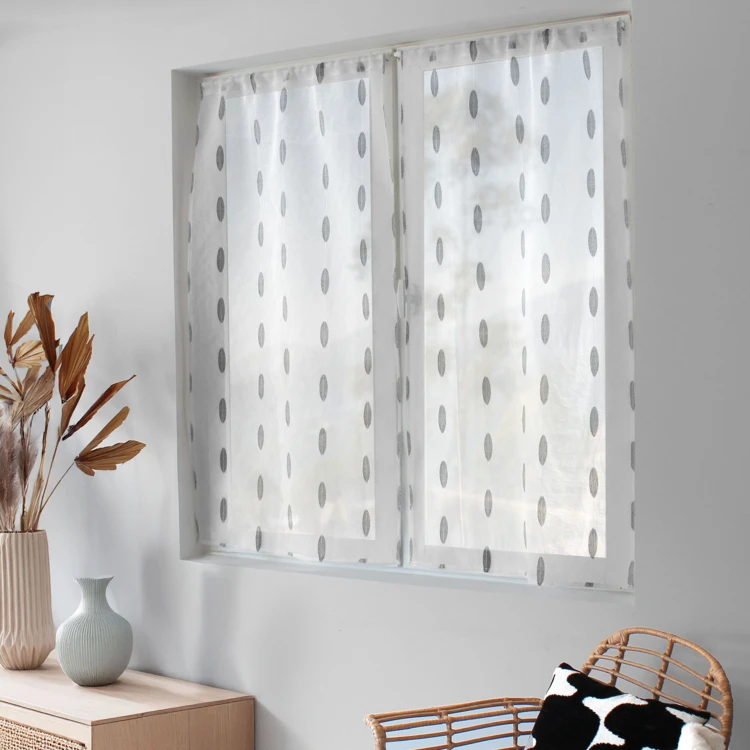 Paire de petits vitrages jacquard motif ovale