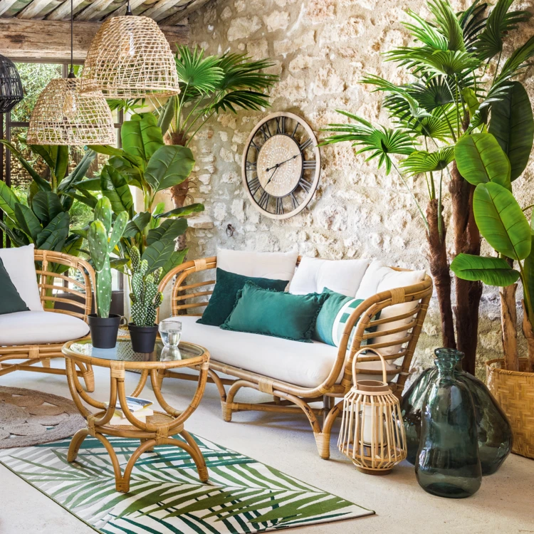 Banco de ratán de 2 plazas