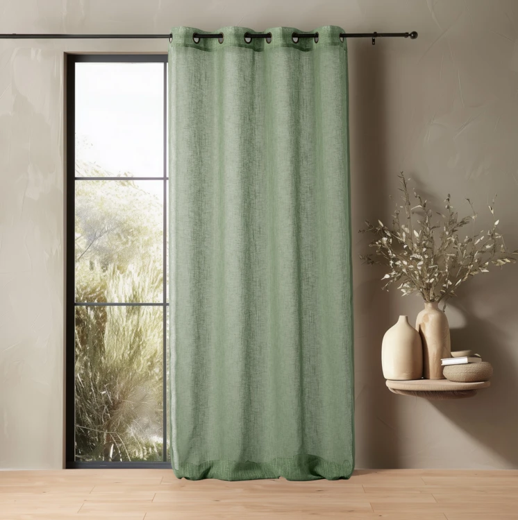 Voilage à oeillets tamisant à fil flammé