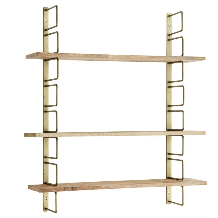 Étagère murale en bois de manguier à 3 tablettes réglables