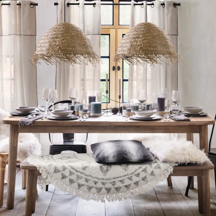 Abat-jour en roseau style bohème