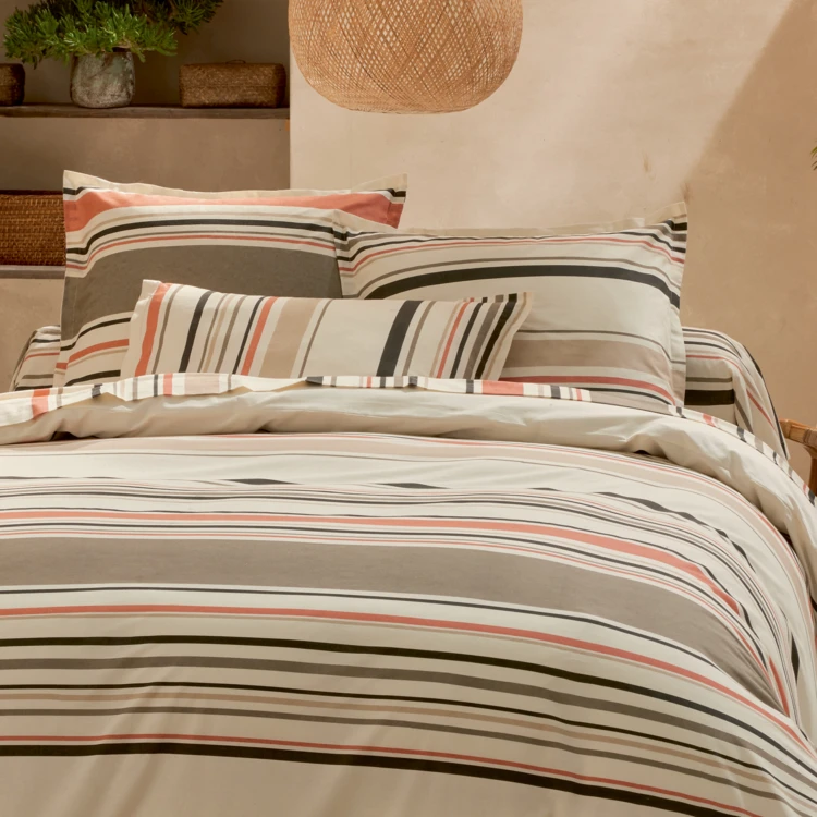 Kopfkissenbezug aus Baumwolle mit Bayadère-Streifen im Stil einer Meeresküste