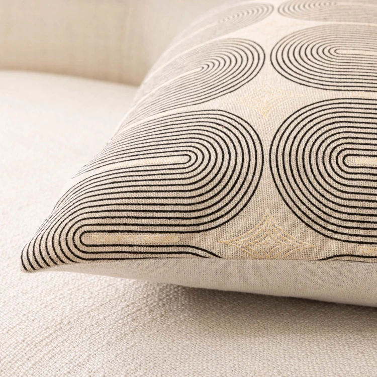 Coussin déhoussable en polycoton à imprimé métallisé