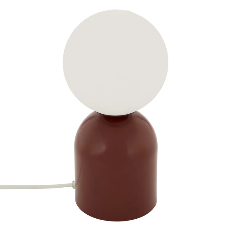 Lampe à poser avec globe opalin et base en acier