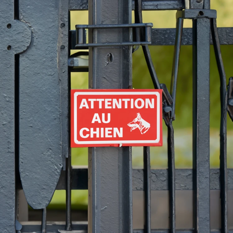 Plaque en métal "ATTENTION AU CHIEN"