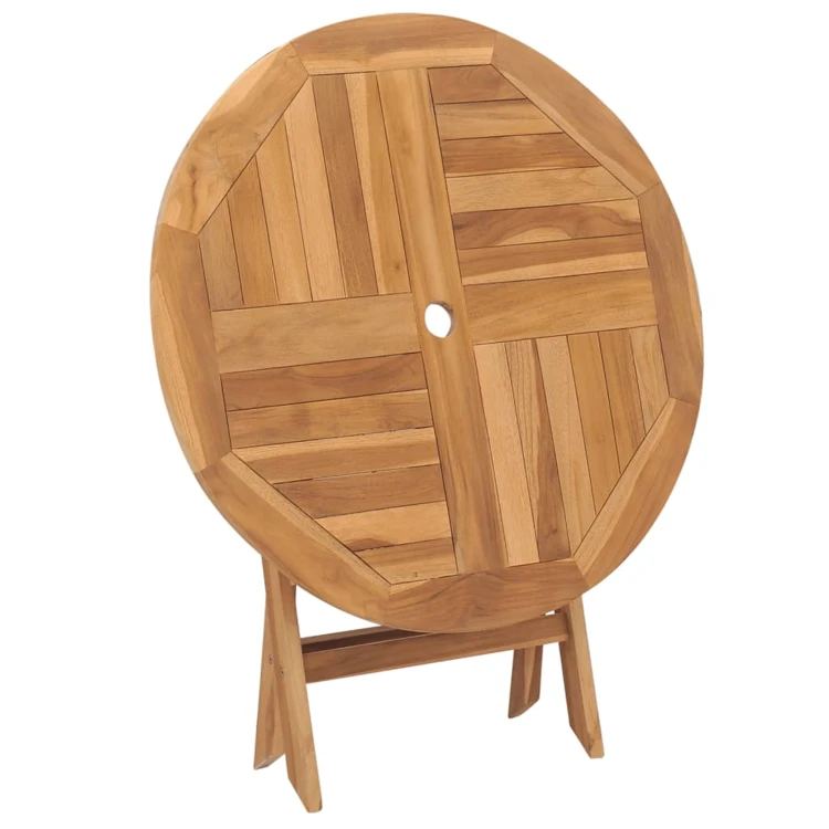 Table extérieur ronde pliante en bois