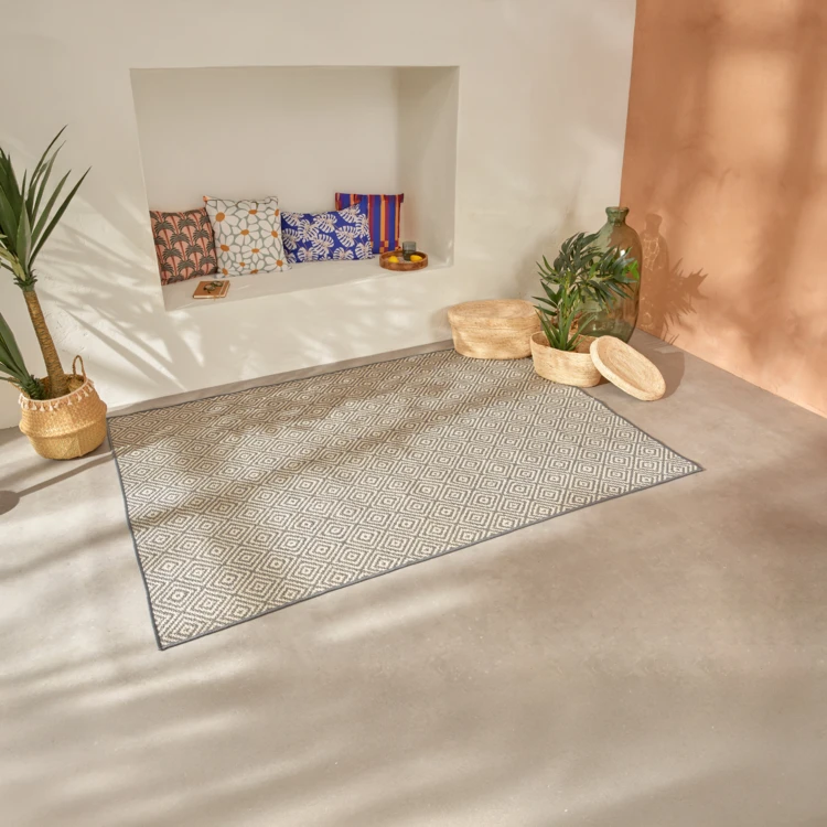 Tapis extérieur déperlant et antidérapant motif géométrique