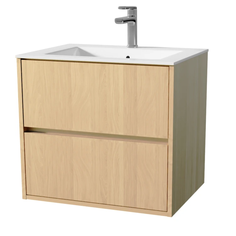 Meuble de salle de bains suspendu 2 tiroirs avec vasque