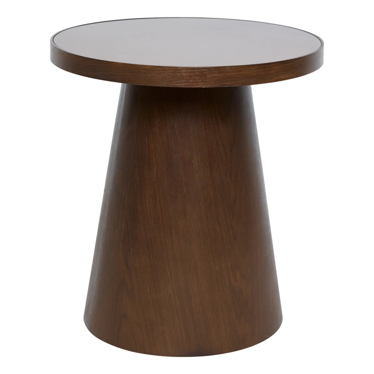 Table d’appoint ronde en verre trempé et bois