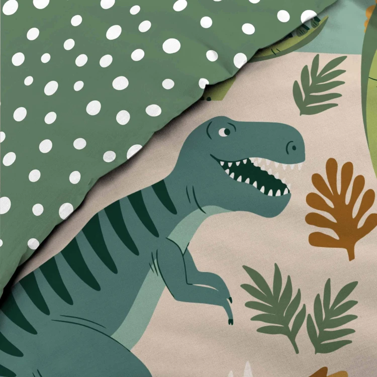 2-teiliges Kinderbettwäscheset aus 100 % Baumwolle mit Dinosaurier-Motiv: Bettbezug + Kissenbezug