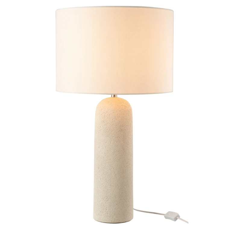Lampe sur pied en terre cuite et lin