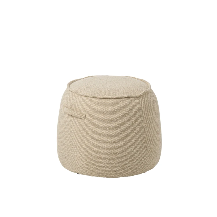 POUF ALEX CONTREPLAQUÉ/TISSU MARRON/ÉCRU