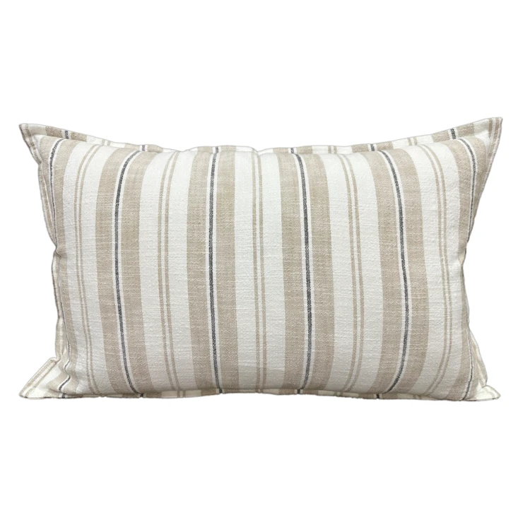 Housse de coussin réversible en coton flammé à rayures double face