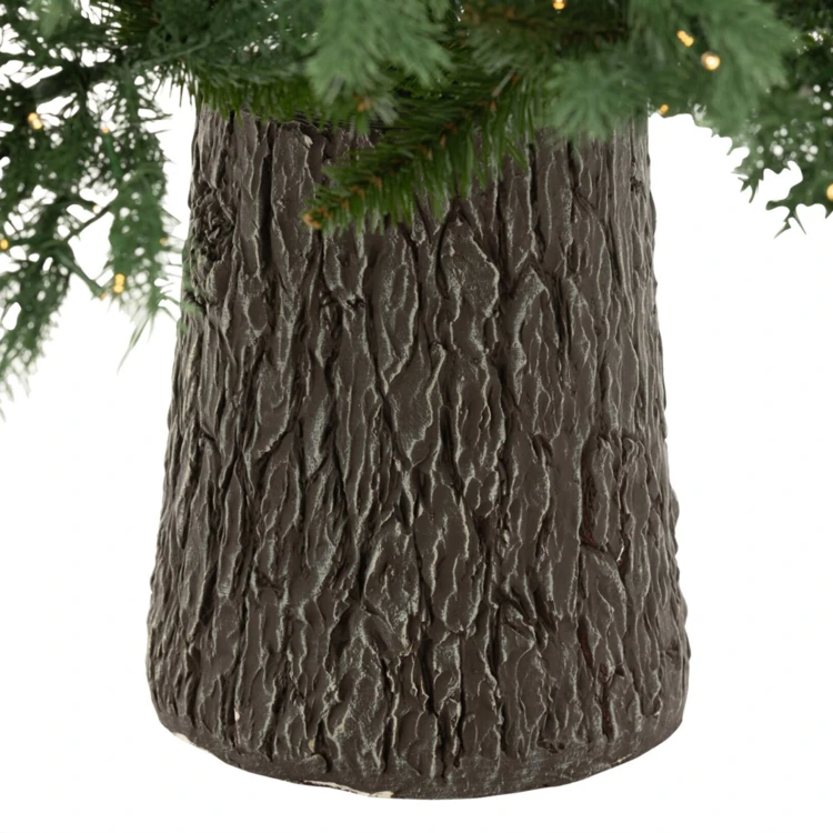 Sapin de Noël artificiel lumineux 600 LED avec socle en bois
