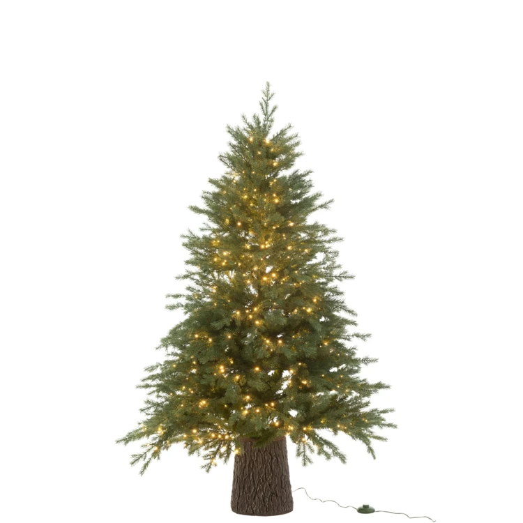 Sapin de Noël artificiel lumineux 600 LED avec socle en bois