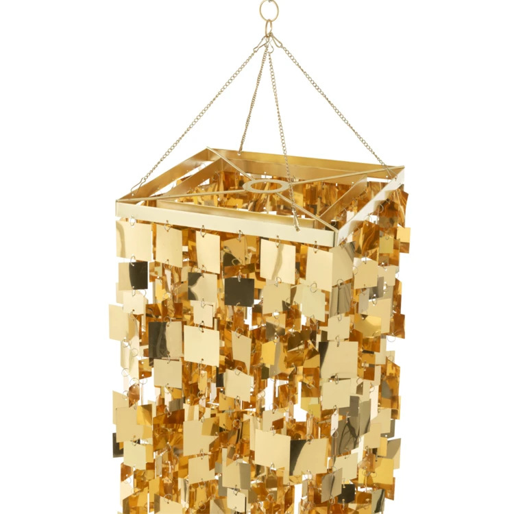 ABAT-JOUR CHANDELIER CARRÉ PVC DORÉ LARGE