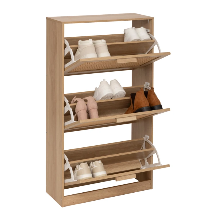 Meuble à chaussures 3 abattants avec façades cannage