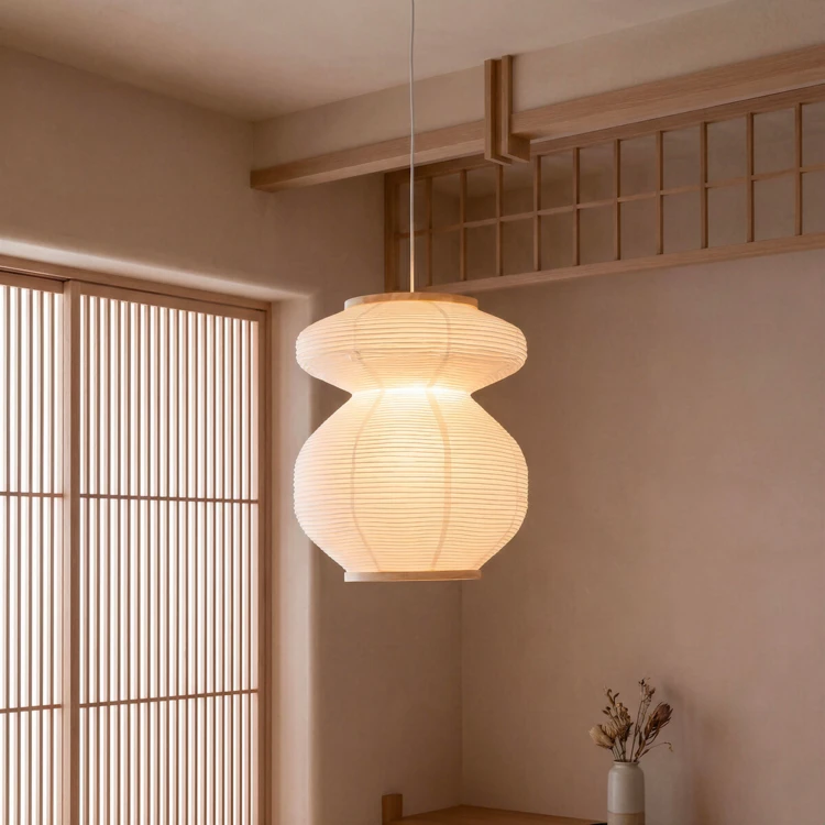 Suspension luminaire en papier sculptural