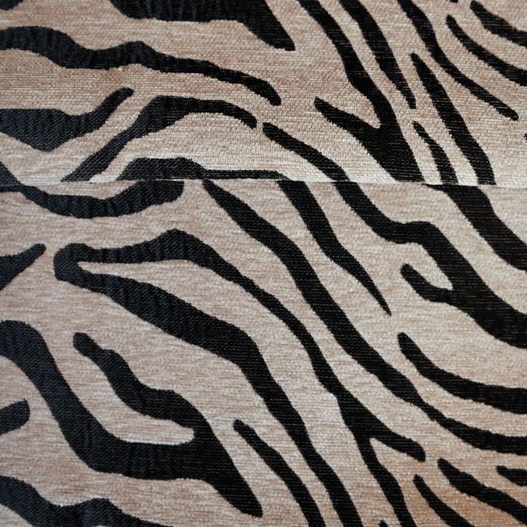 Tissu jacquard chenille motif zèbre