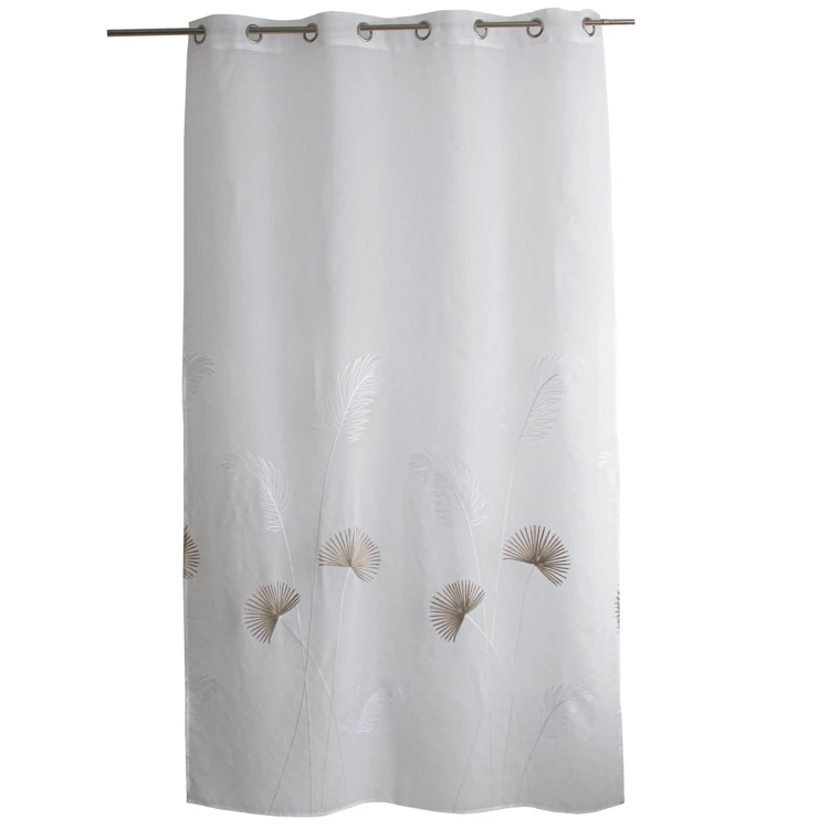 Voilage brodé motif feuille de palmier