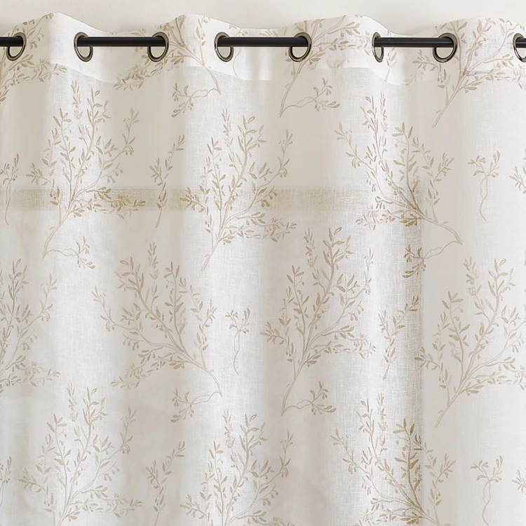 Voilage imprimé à motifs branches à oeillets