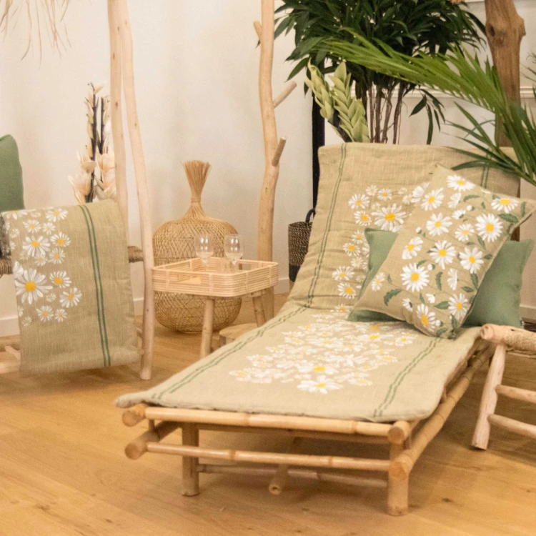 Édredon décoratif en coton motif marguerite