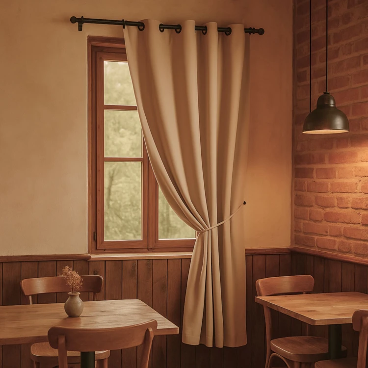 Vorhang 100% Verdunkelnd Flammhemmend M1 Feuerfest Ecru